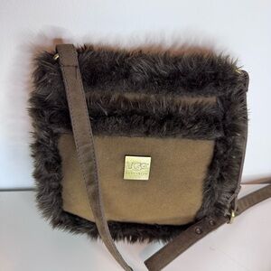 Ugg Brown Vegan Leather Fur Trimmed
Shoulder Bag